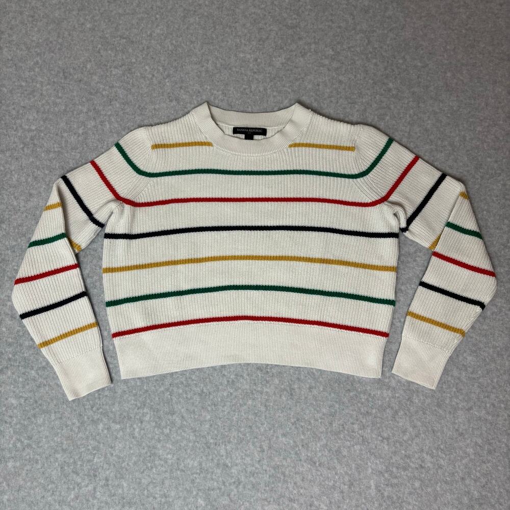 Banana Republic Women's Striped Sweater Slightly Cropped Stripes Size XS